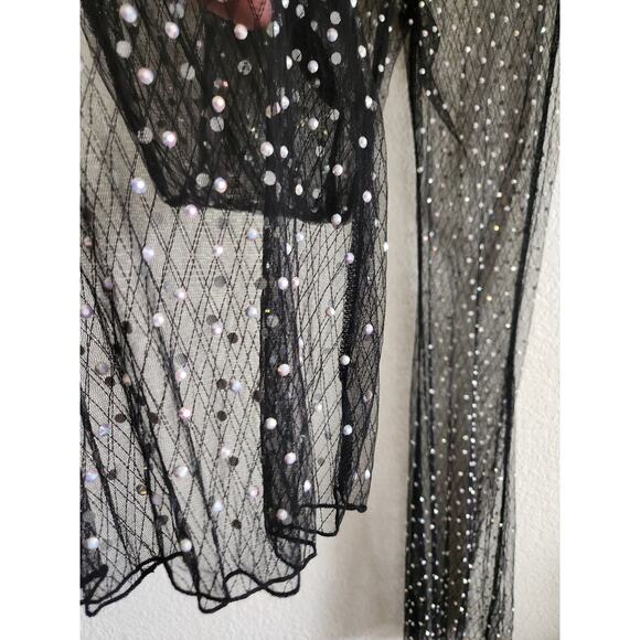 Bear Dance Black Sheer Studded Flare Out Leggings S - Picture 3 of 7